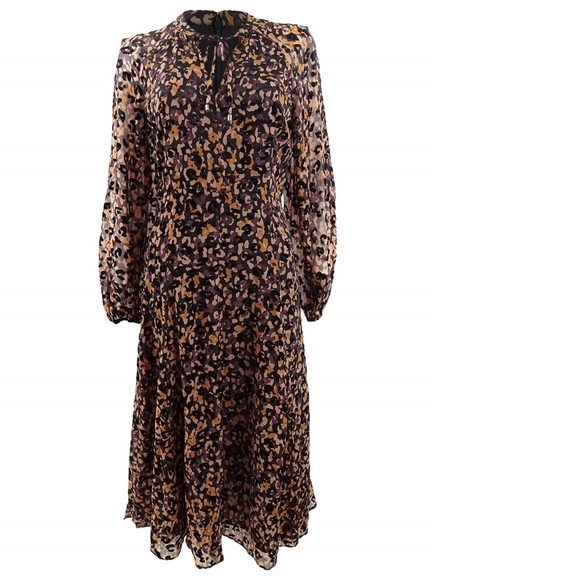 tommy hilfiger flocked midi dress